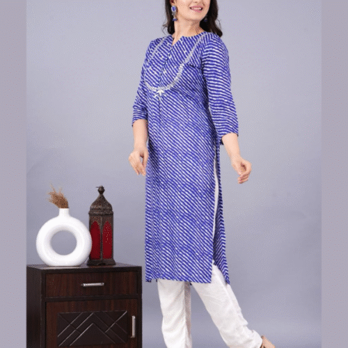 Blue Lehriya Kurti
