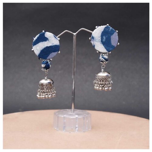 Indigo bead jhumka