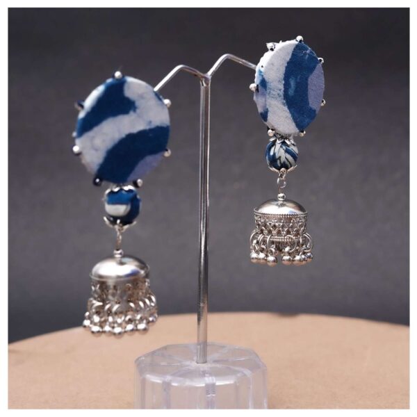 Indigo bead jhumka - Image 3