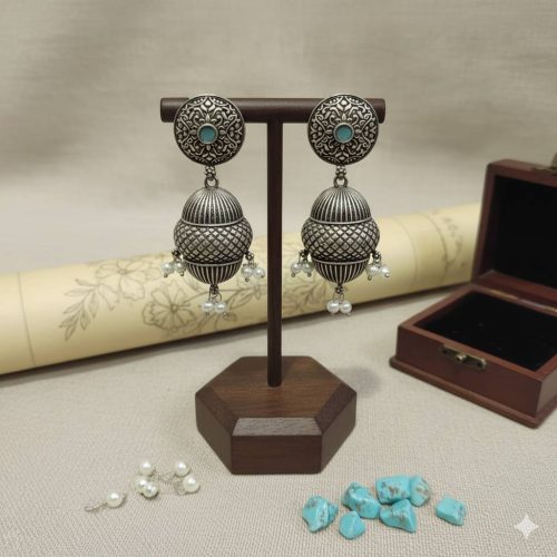 Turquoise Dome Jhumkas