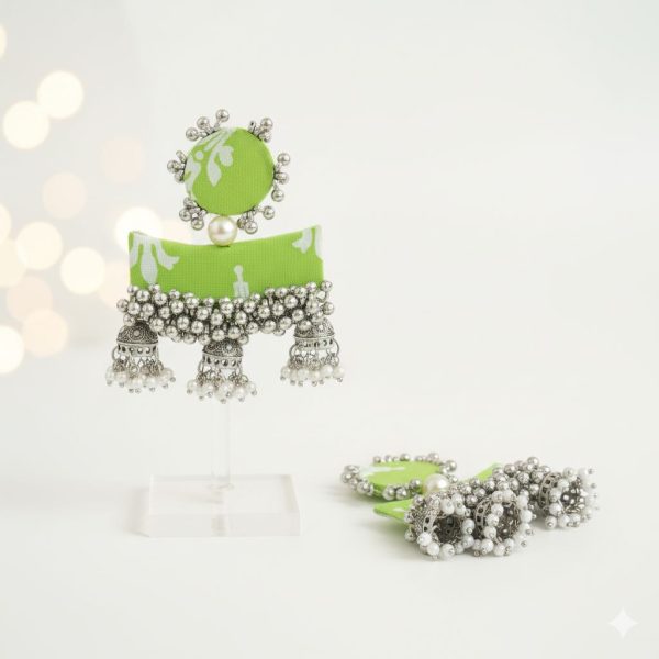 Lime Glow Triple Jhumki - Image 2