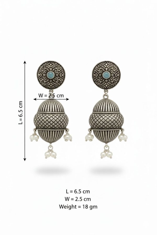 Turquoise Dome Jhumkas - Image 3